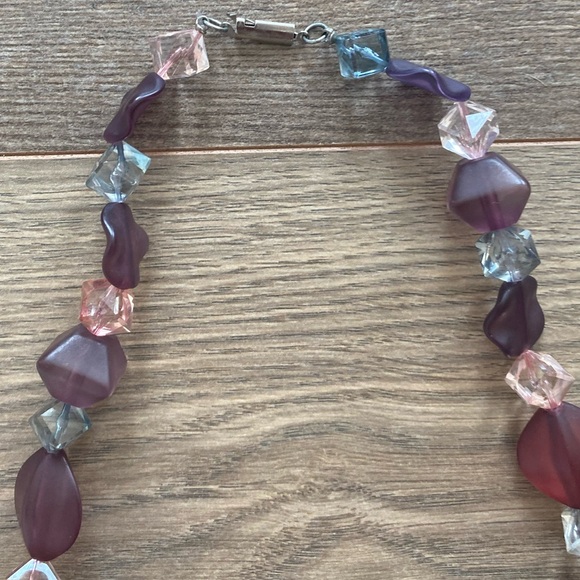 VINTAGE GERMAN GLASS CRYSTAL FACETED BEADED GEMSTONE NECKLACE - Picture 5 of 8